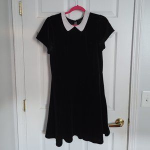 Black Velvet Dress Peter Pan Collar XL Wednesday Addams